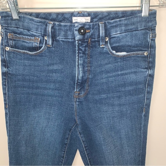 Good American High Rise Indigo Blue Ankle Distressed Jeans Classic 30 - Picture 6 of 9
